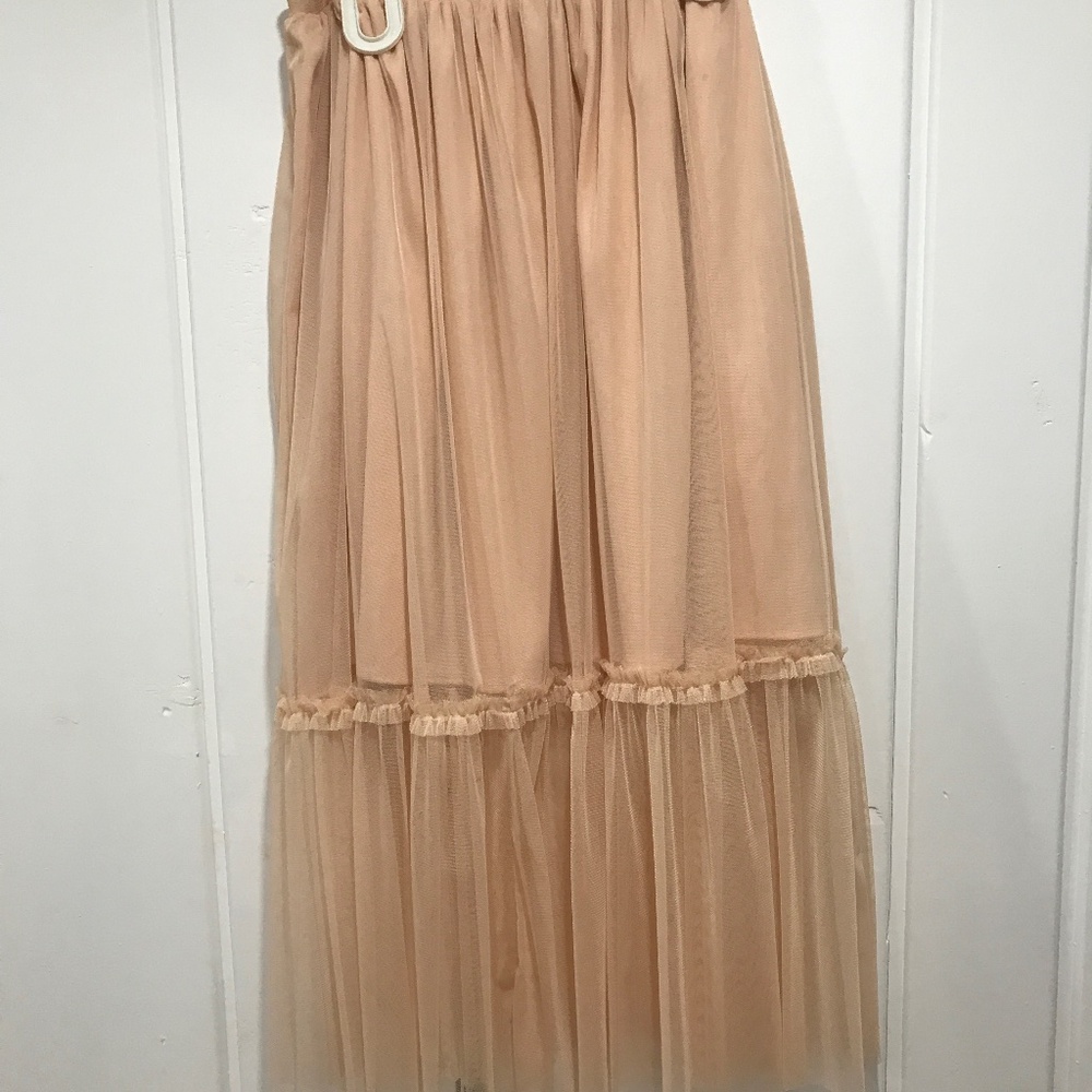 Zara peach skirt with tulle overlay